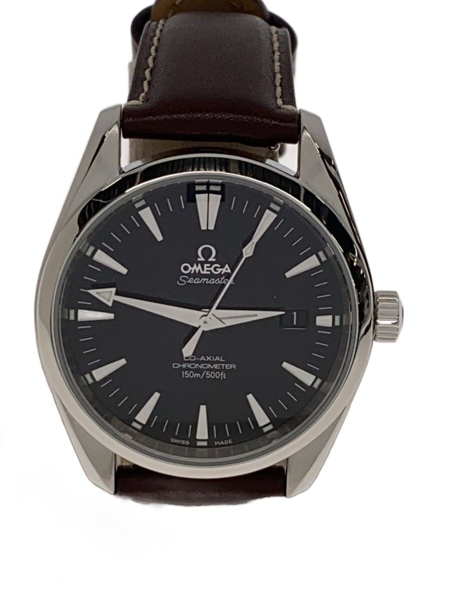 【中古】OMEGA◆シーマスター_アクアテラ_AT_SS_39mm/アナログ/レザー/BLK/BRW/SS//【服飾雑貨他】