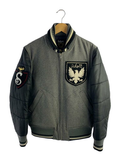 【中古】Schott◆スタジャン/S/ウール/GRY/無地/3132041【メンズウェア】 【中古】Schott◆スタジャン/S/ウール/GRY/無地/3132041【メンズウェア】