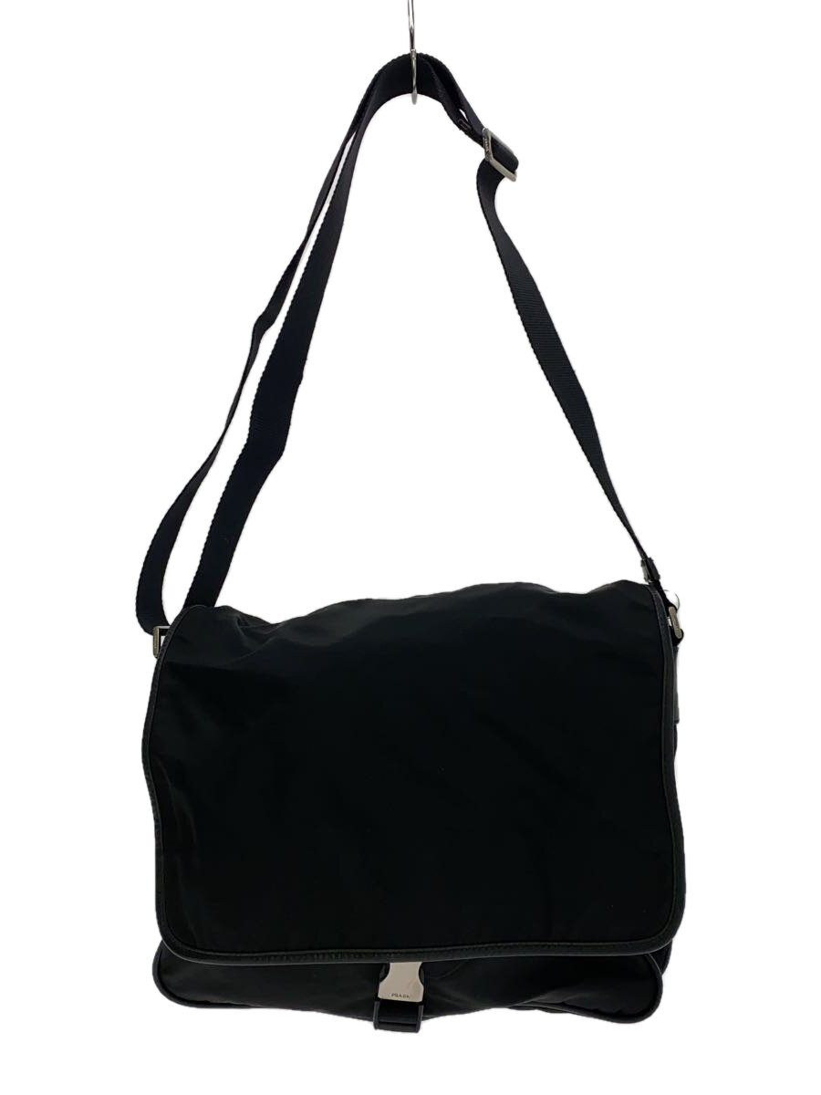 PRADA - 【中古】PRADA◆ショルダーバッグ/ナイロン/BLK/無地/角スレ有//【バッグ】