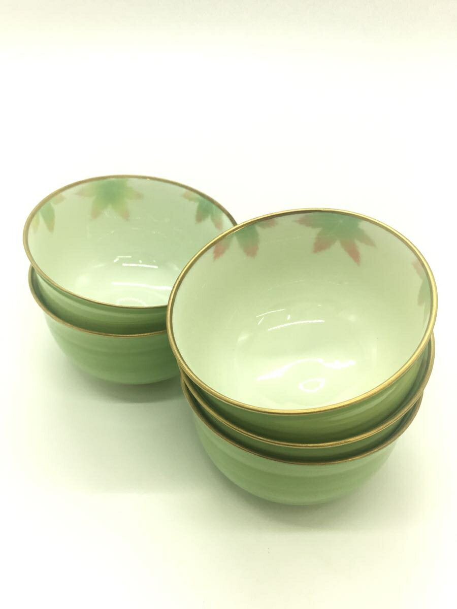 【中古】深川製磁◆湯呑5点セット/楓/グリーン【キッチン用品】