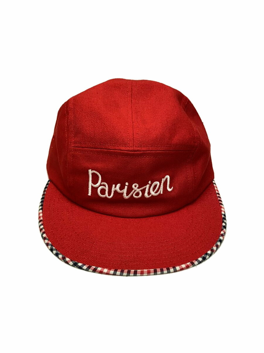 【中古】MAISON KITSUNE◆キャップ/FREE/コットン/RED/無地/メンズ【服飾雑貨他】