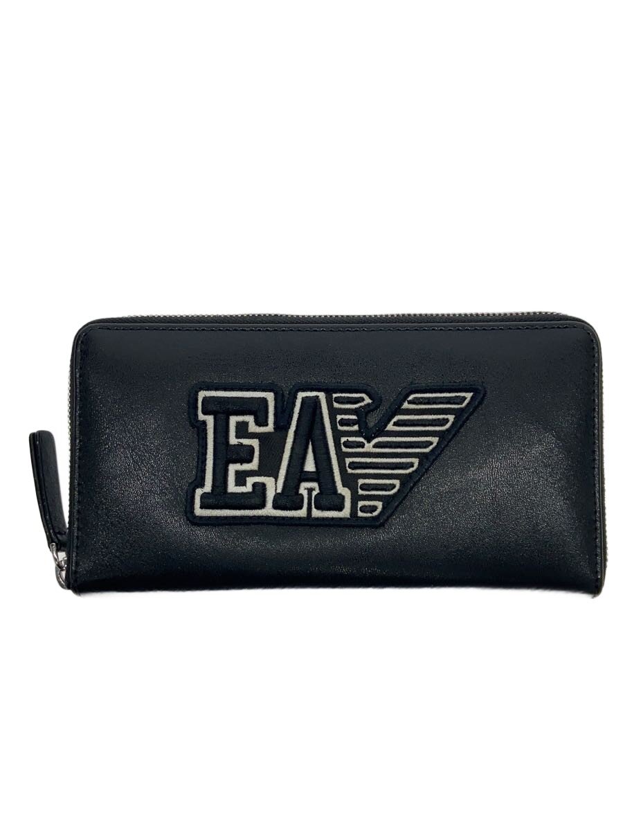 【中古】EMPORIO ARMANI◆長財布/レザー/BLK/メンズ【服飾雑貨他】