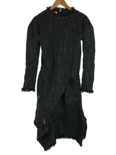 【中古】sacai◆Tweed Dress/長袖ワンピース/1/ウール/NVY/総柄/23-006843【レディースウェア】 【中古】sacai◆Tweed Dress/長袖ワンピース/1/ウール/NVY/総柄/23-006843【レディースウェア】