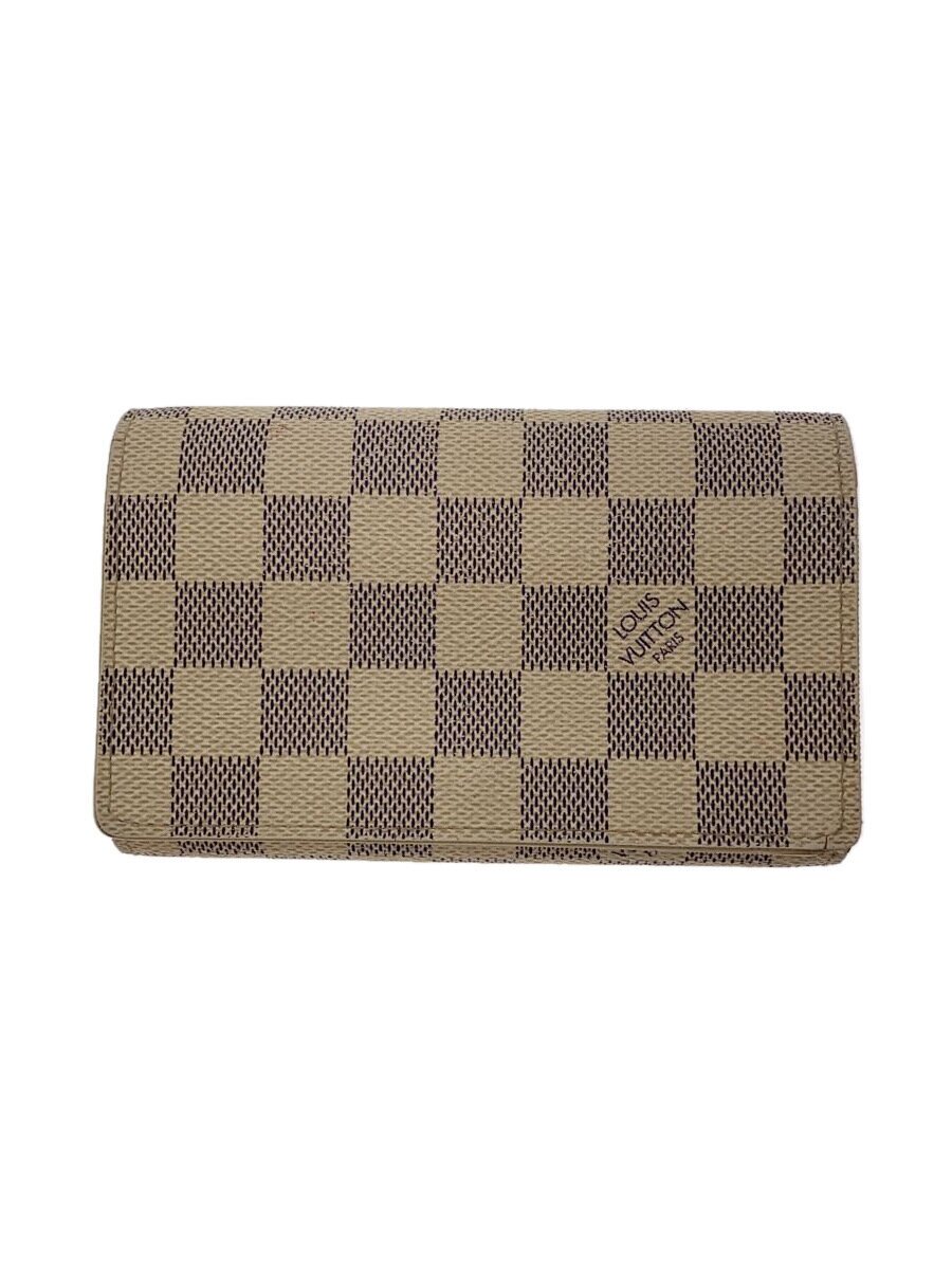 【中古】LOUIS VUITTON◆ポルト・モネ・ビエ・トレゾール_ダミエ・アズール/PVC/WHT/メンズ【服飾雑貨他】