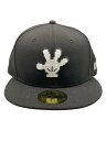 【中古】NEW ERA◆ミッキーハンド/キャップ/7 3/8/ウール/BLK/レディース【服飾雑貨他】