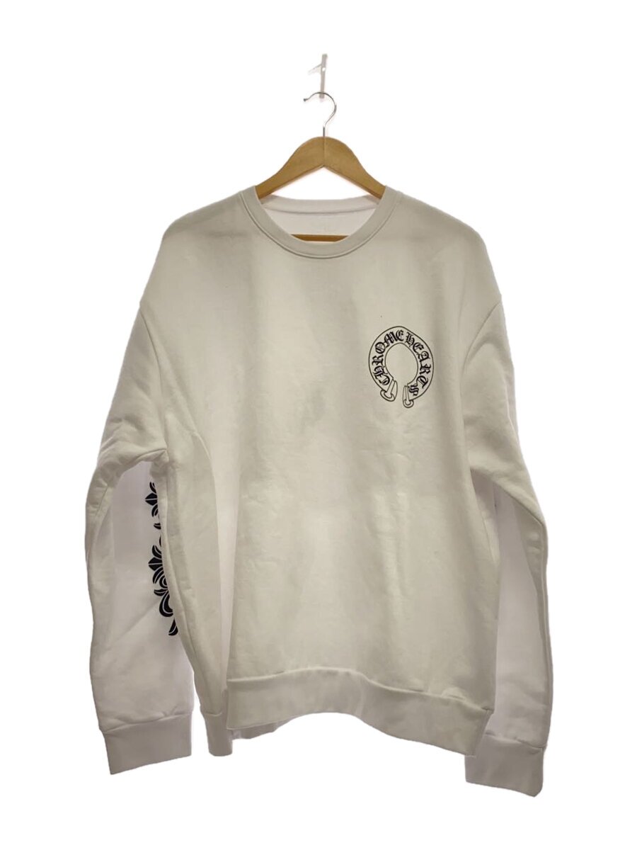 【中古】CHROME HEARTS◆Horseshoe Crewneck Sweatshirt/L/コットン/ホワイト//【メンズウェア】