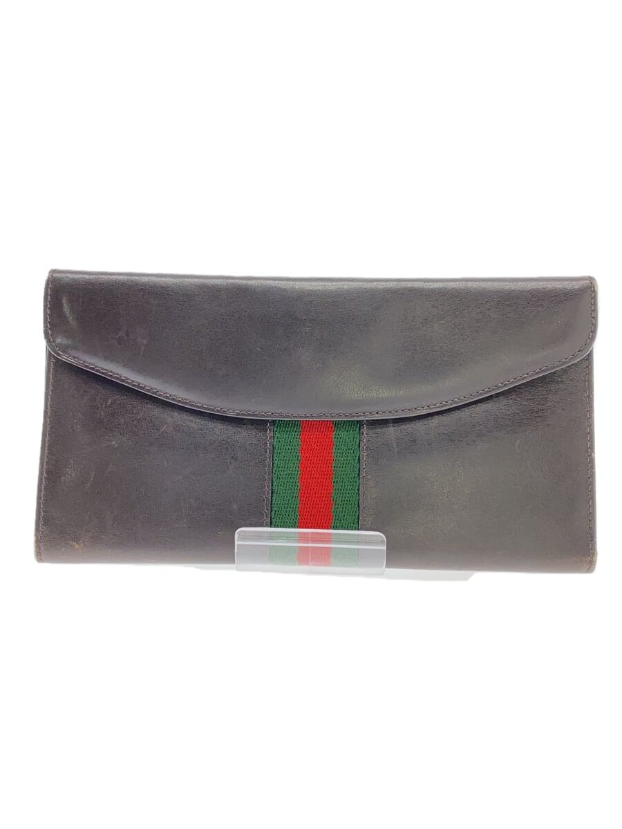 【中古】GUCCI◆シェリーラインロングウォレット長財布/レザー/BRW/メンズ【服飾雑貨他】