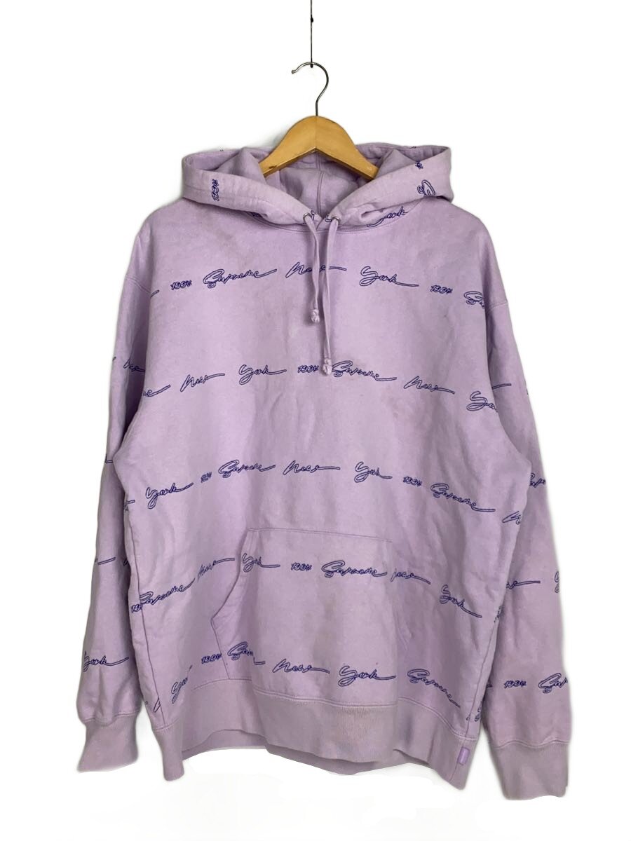 Supreme◆22SS/script stripe hooded/ジップパーカー/L/コットン/ピンク