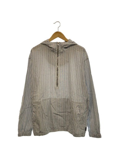 【中古】MICHAEL KORS◆ハーフジップ/フーデットプルオーバージャケット/M/ホワイト/ストライプ/CS4407PDQQ【メンズウェア】 【中古】MICHAEL KORS◆ハーフジップ/フーデットプルオーバージャケット/M/ホワイト/ストライプ/CS4407PDQQ【メンズウェア】