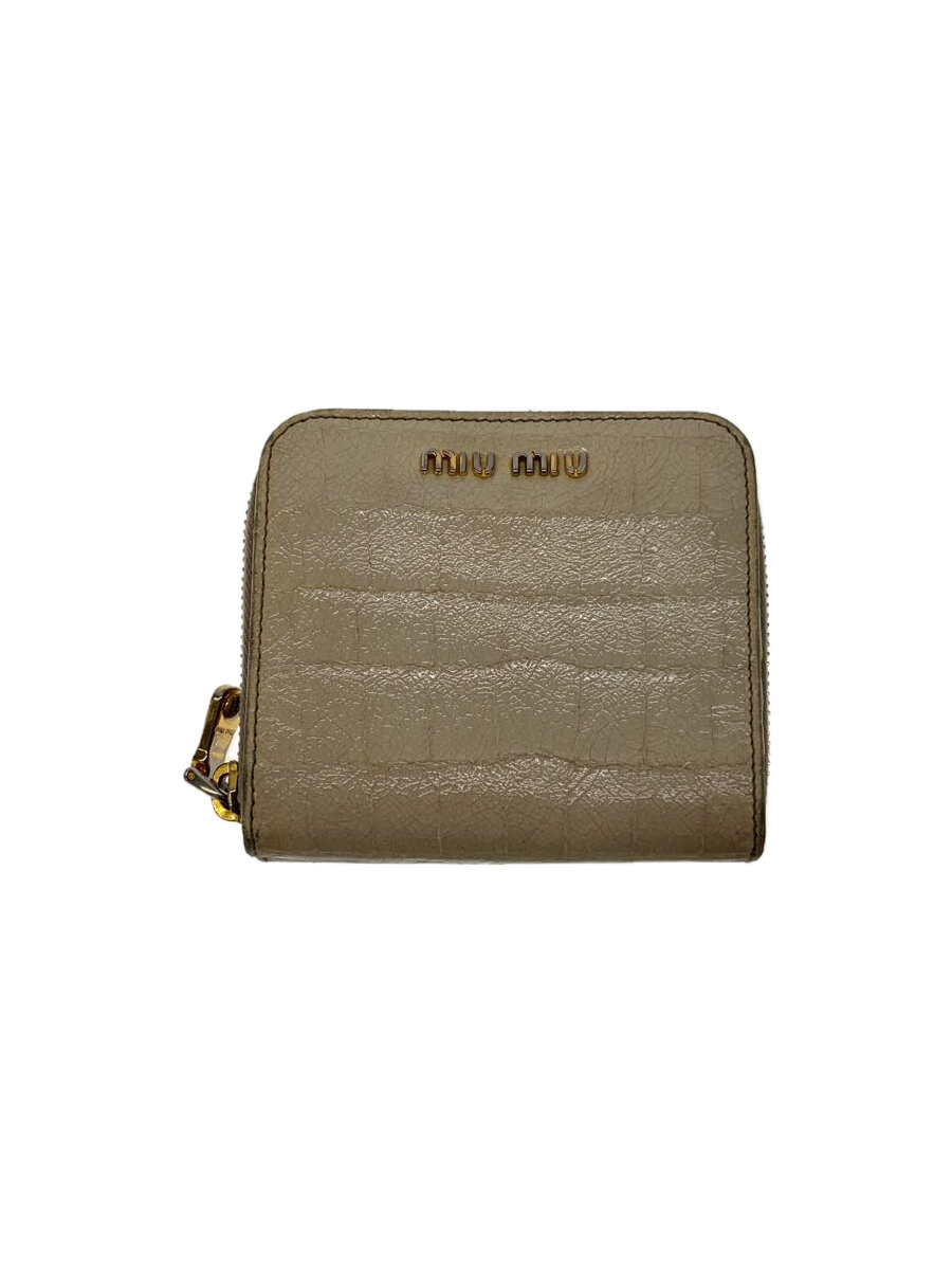 【中古】MIU MIU◆2つ折り財布/レザー/CRM/レディース【服飾雑貨他】