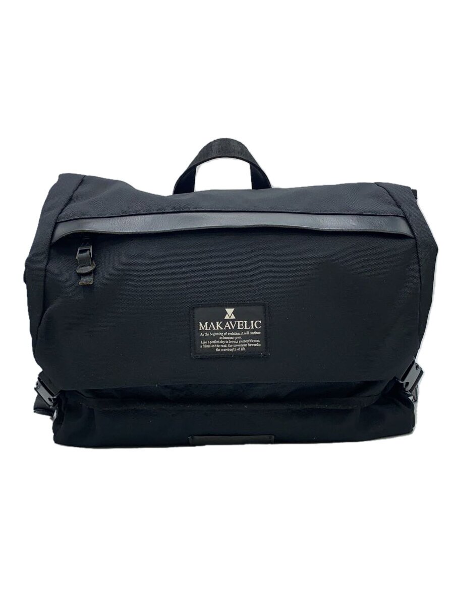 【中古】MAKAVELIC◆メッセンジャーバッグ/ナイロン/BLK【バッグ】