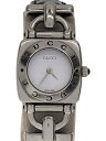 【中古】GUCCI◆クォーツ腕時計/アナログ/レザー/WHT/BLK/6300L/社外ベルト【服飾雑貨他】