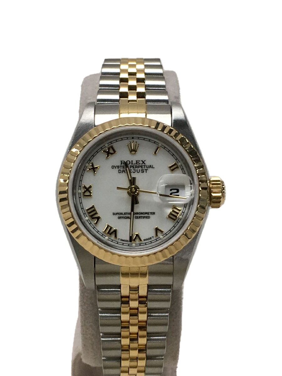 【中古】ROLEX◆デイトジャスト_レディース_AT_SS/YG_26mm/アナログ/ステンレス/WHT/SLV【服飾雑貨他】