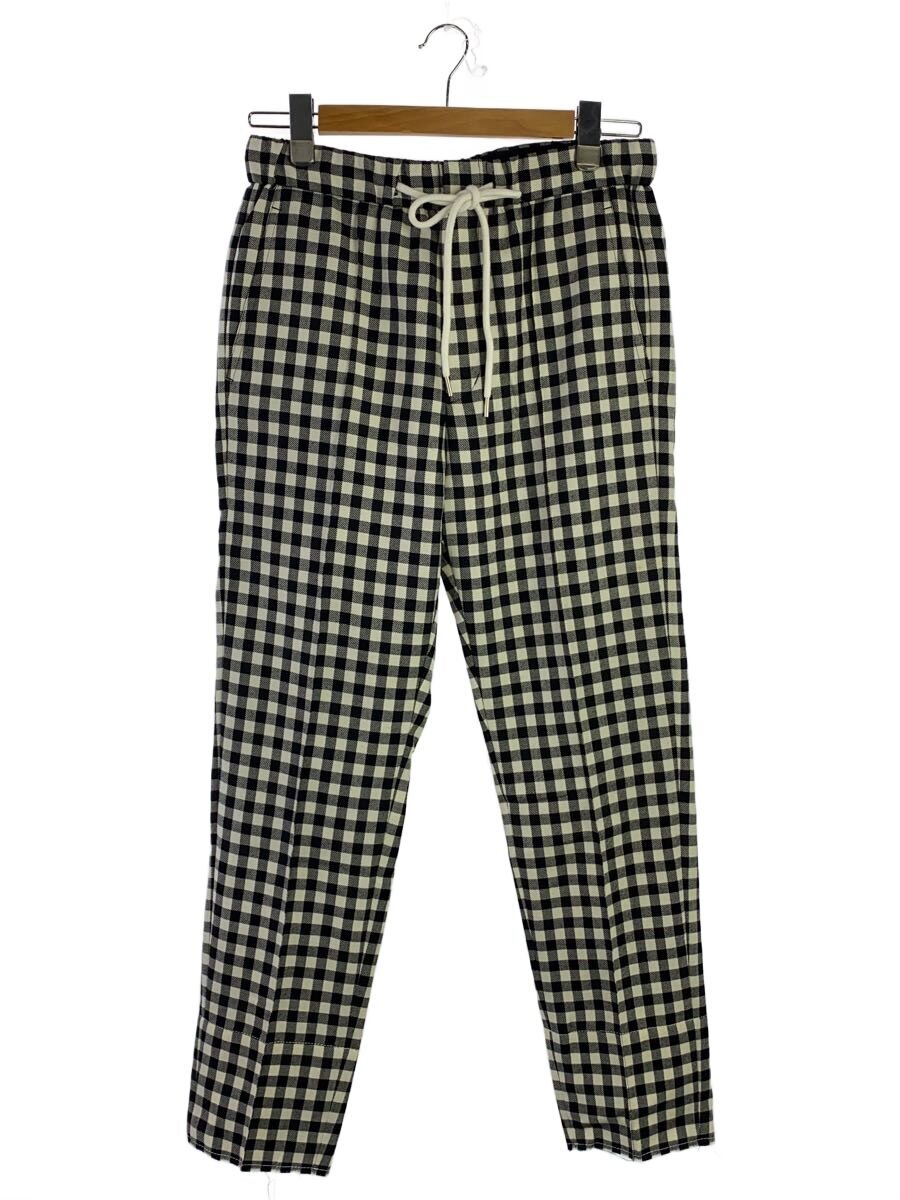 TAKESHI KOSAKA by Y’s Pink Label◆D2/ブロックチェックパンツ/2/ウール/WHT/チェック/YV-P43-135/ボタン欠損