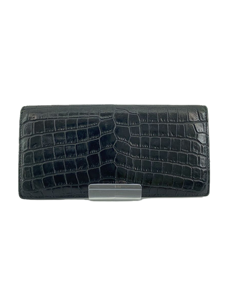 【中古】SAINT LAURENT◆長財布/レザー/BLK/無地/メンズ/TGN556297//【服飾雑貨他】