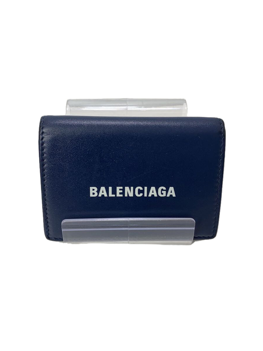 【中古】BALENCIAGA◆3つ折り財布/レザー/NVY/メンズ/594312 4691 v 5275【服飾雑貨他】