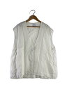 【中古】solamonat poche◆オーバーサイズ/1Bリネンベスト/ベスト/リネン/WHT【レディースウェア】