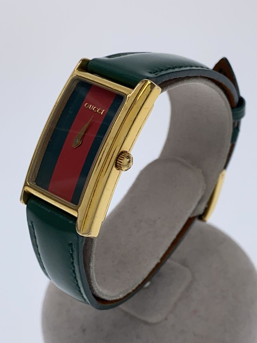 【中古】GUCCI◆クォーツ腕時計/アナログ/レザー/GRN/2600 L/社外ベルト【服飾雑貨他】
