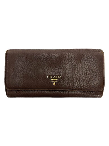 【中古】PRADA◆長財布/レザー/BRW/無地/レディース/IMH132【服飾雑貨他】 【中古】PRADA◆長財布/レザー/BRW/無地/レディース/IMH132【服飾雑貨他】