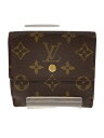 【中古】LOUIS VUITTON◆ポルト・モネ・ビエ・カルト・クレディ_モノグラム・キャンバス_BRW/レザー/BRW/メンズ【服飾雑貨他】