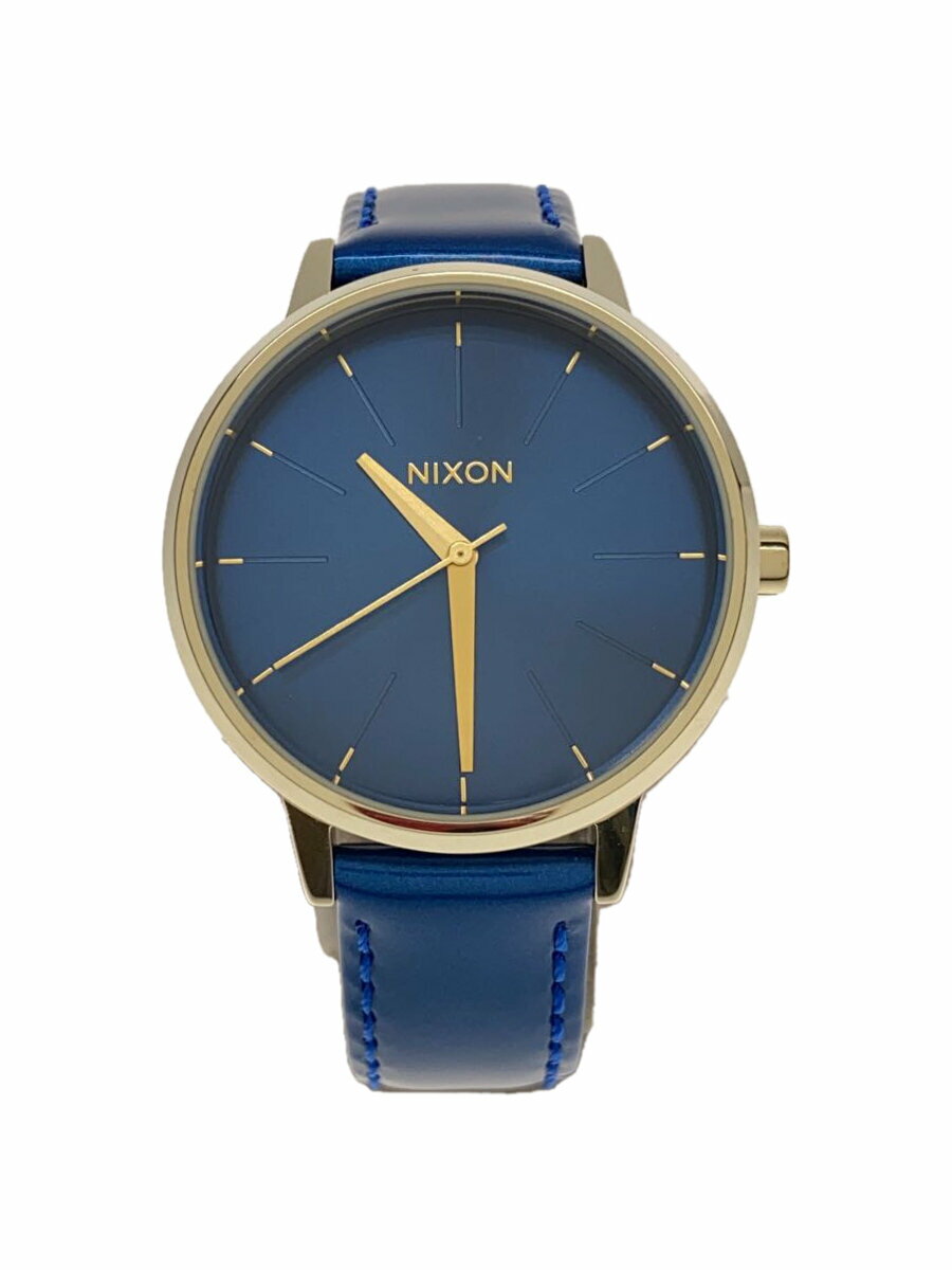 【中古】NIXON◆クォーツ腕時計/アナログ/レザー/BLU【服飾雑貨他】