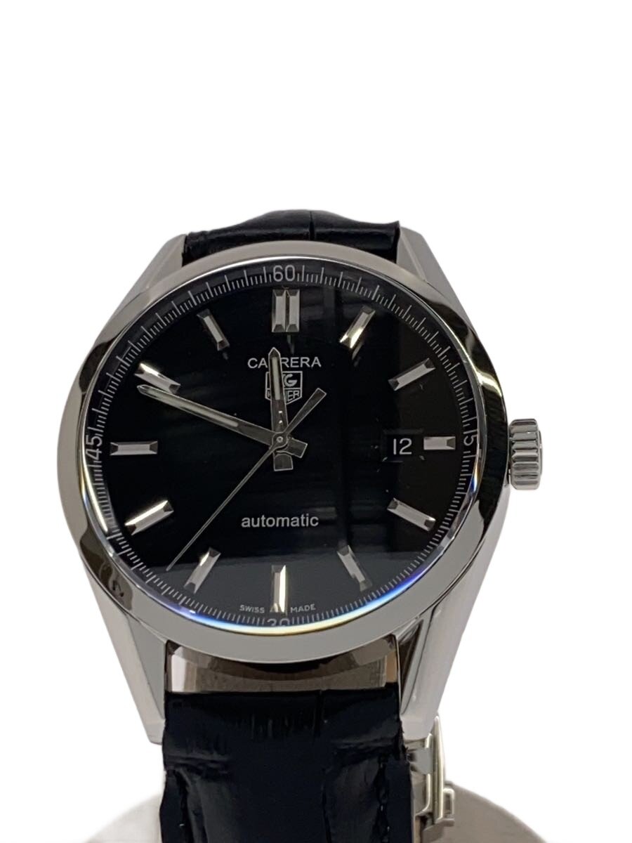 【中古】TAGHeuer◆クォーツ腕時計/アナログ/レザー/BLK/BLK/WV211B-3【服飾雑貨他】