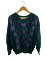 【中古】LYLE&SCOTT◆80s〜/アーガイル柄/スコットランド製/カーディガン(厚手)/44/ウール/グリーン【メンズウェア】