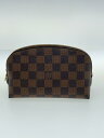 【中古】LOUIS VUITTON◆ポシェット・コスメティックPM_ダミエ・エベヌ_BRW/PVC/BRW【バッグ】