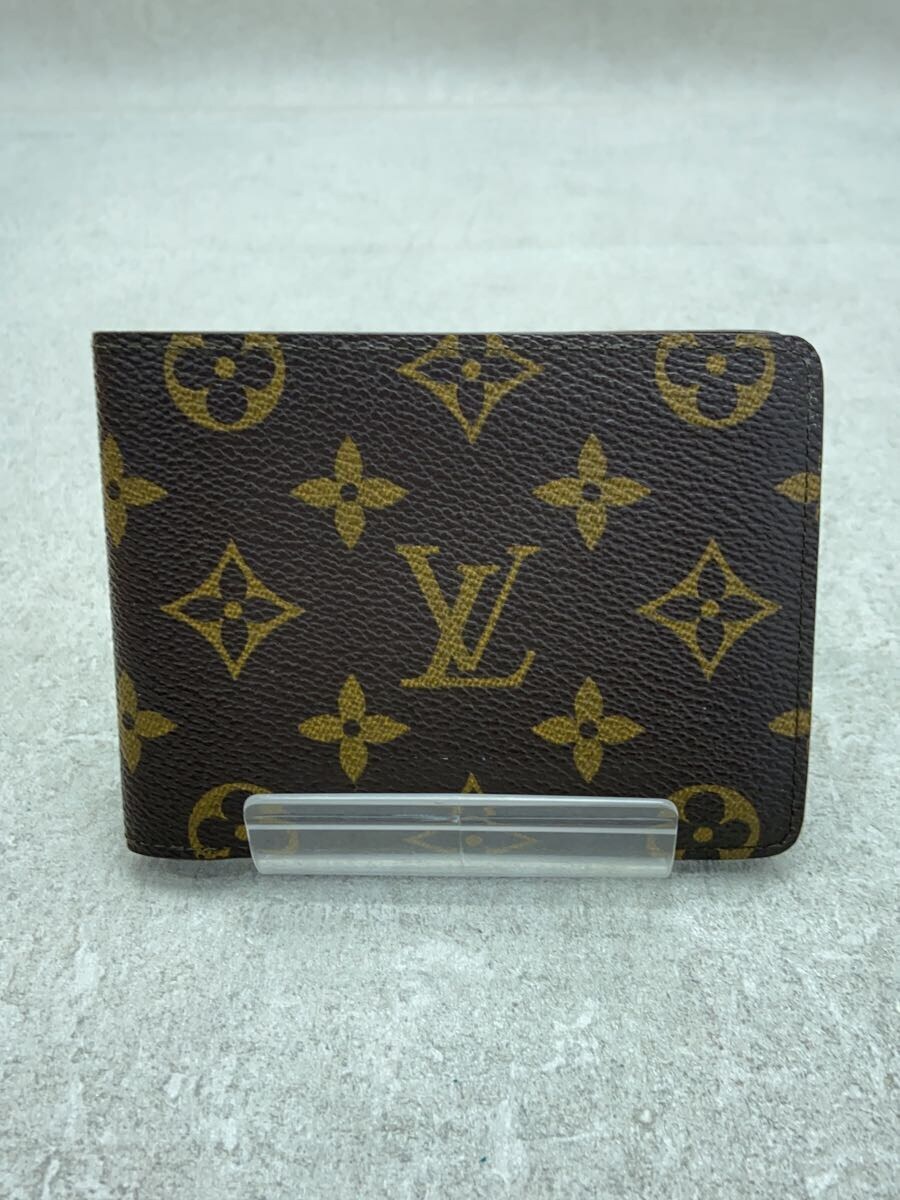 【中古】LOUIS VUITTON◆ポルト・フォイユ・ミュルティプル_モノグラム・キャンバス_BRW/PVC/BRW/総柄/メンズ【服飾雑貨他】