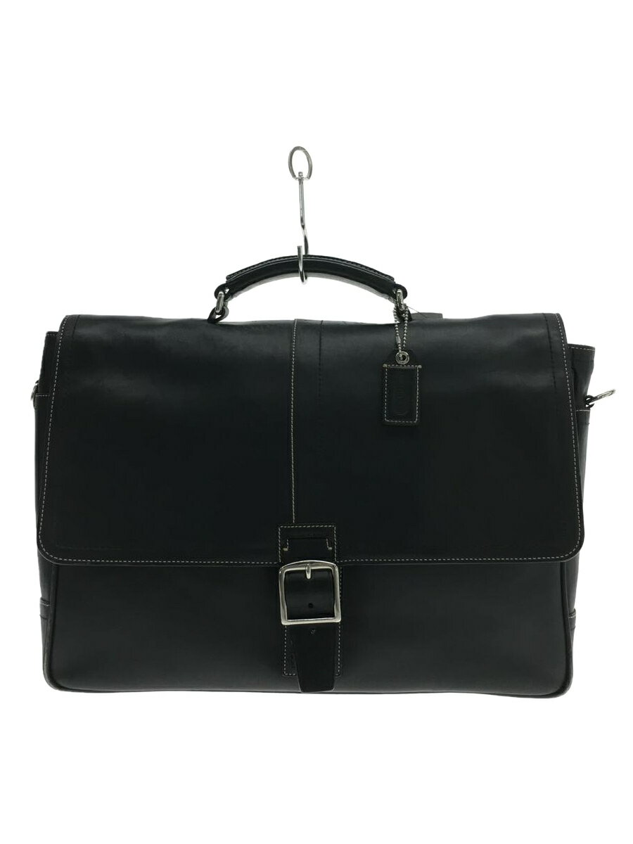 【中古】COACH◆ブリーフケース/レザー/BLK/無地/70100【バッグ】