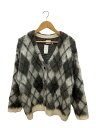【中古】MOUSSY◆カーディガン(厚手)/FREE/アクリル/GRY/チェック/010GAJ70-5420-1/【レディースウェア】