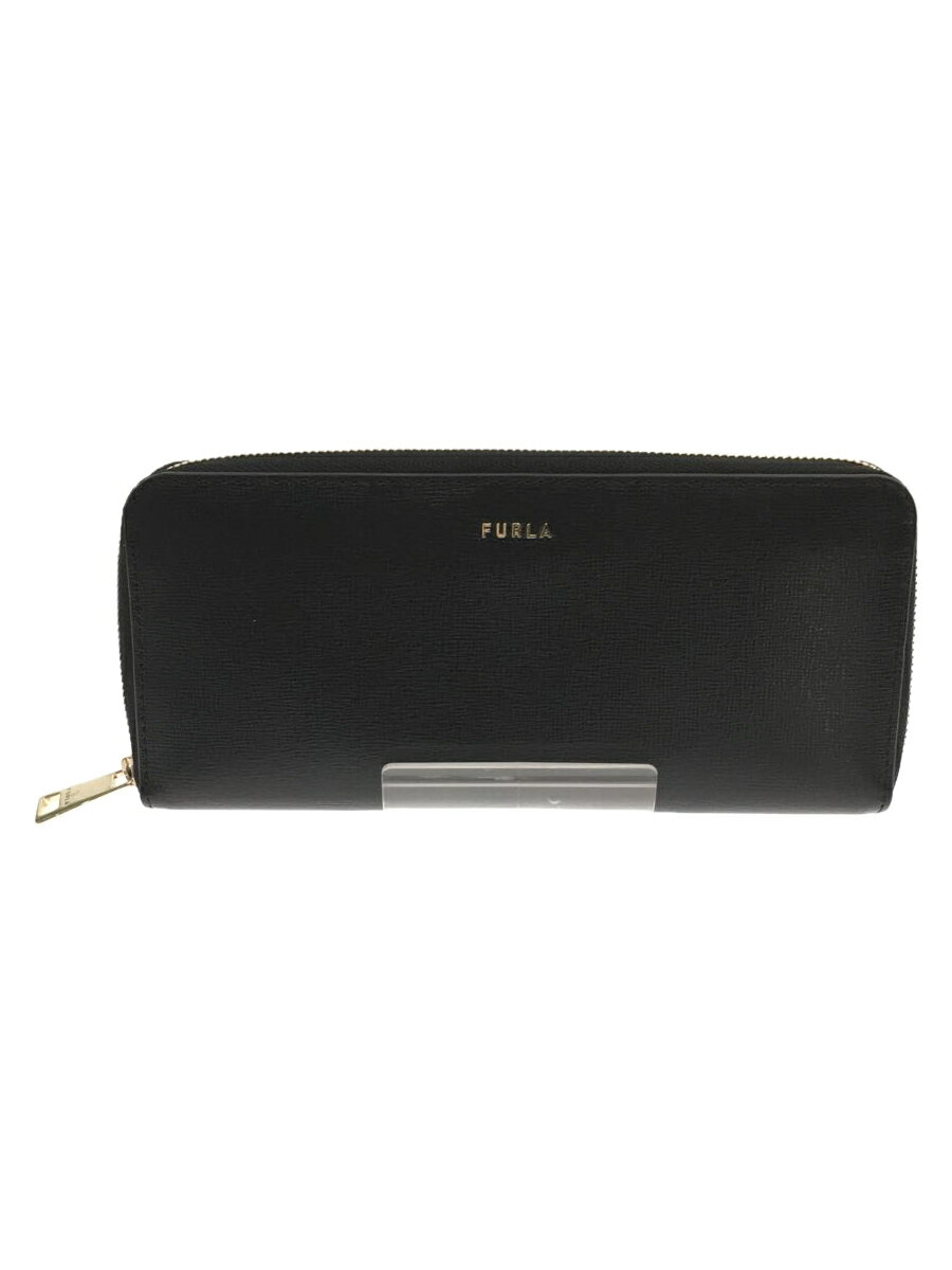 【中古】FURLA◆長財布/PVC/BLK/レディ