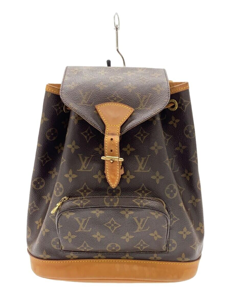 【中古】LOUIS VUITTON◆LOUIS VUITTO ルイヴィトン モンスリMM_モノグラム・キャンバス_BRW/PVC/【バッグ】