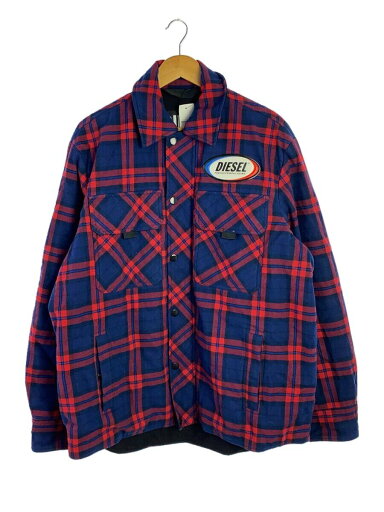 【中古】DIESEL◆ジャケット/M/コットン/RED/チェック【メンズウェア】 【中古】DIESEL◆ジャケット/M/コットン/RED/チェック【メンズウェア】