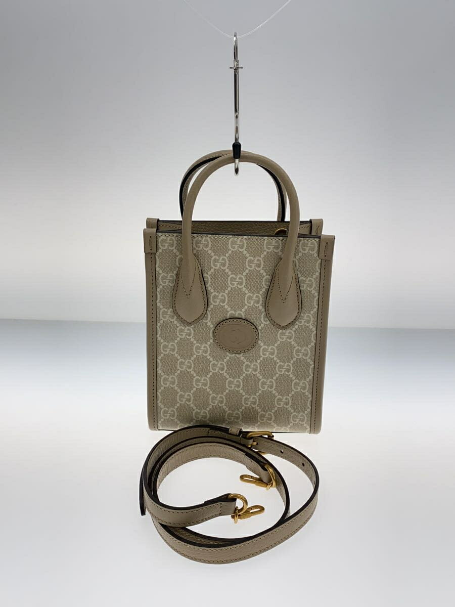 【中古】GUCCI◆インターロッキングG/2WAYミニトートバッグ/PVC/BEG/671623【バッグ】