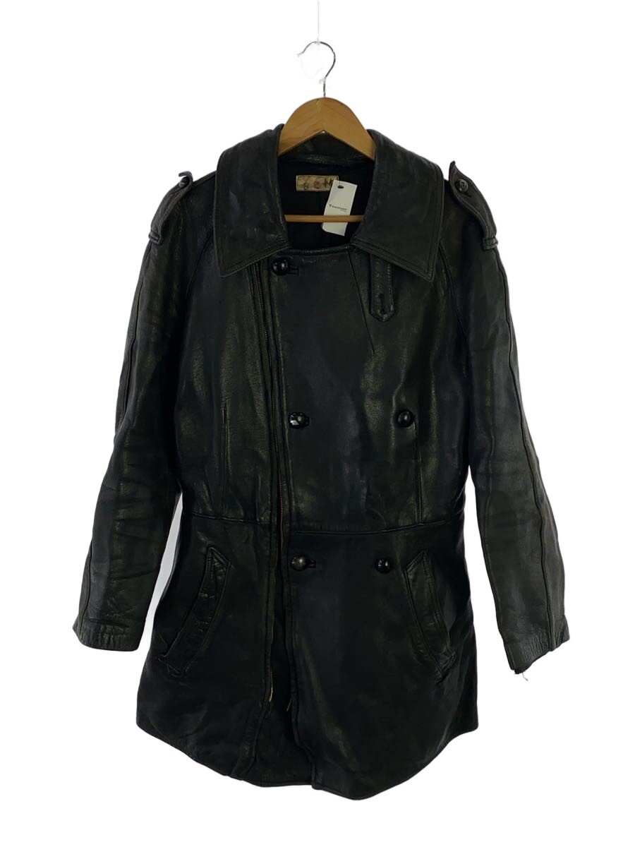 【中古】MILITARY◆レザージャケット・ブルゾン/46/レザー/BLK/無地【メンズウェア】