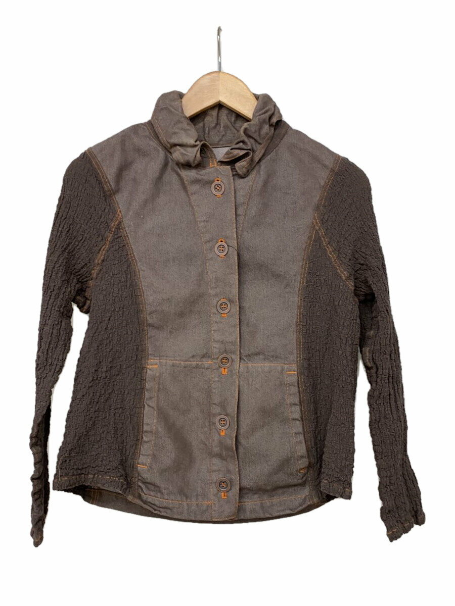 【中古】me ISSEY MIYAKE◆Gジャン/--/デニム/BRW/無地/MI02FD281/切替【レディースウェア】