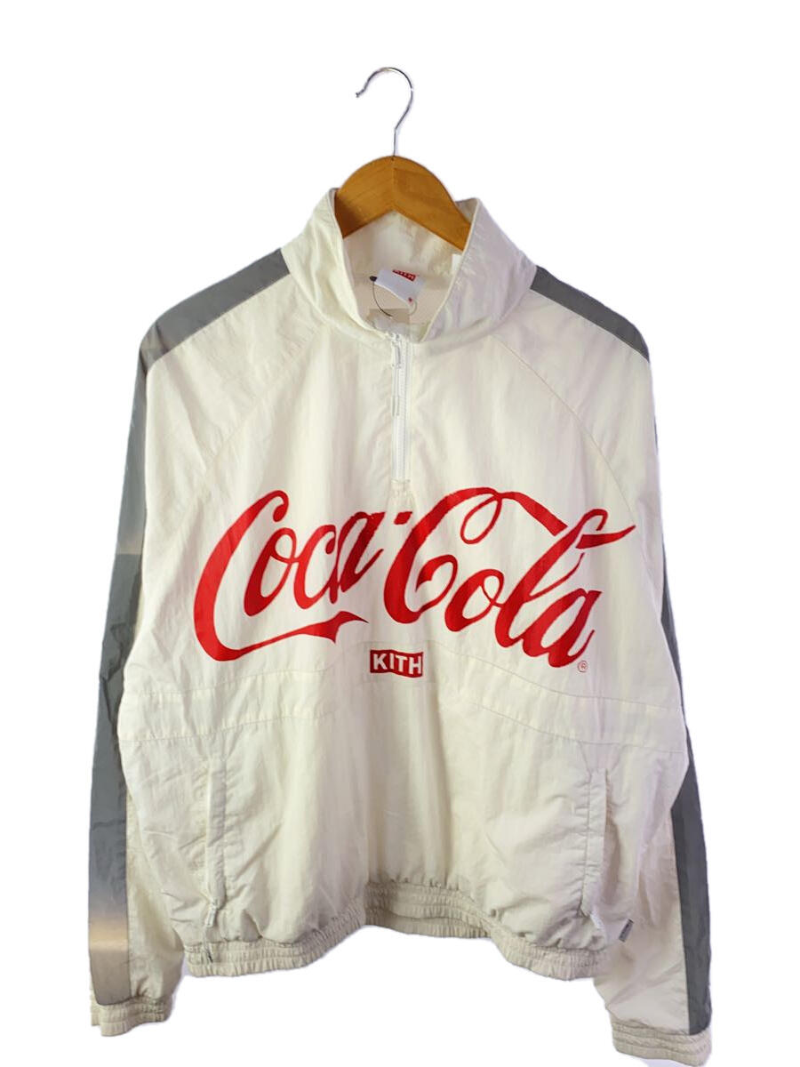 【中古】KITH◆Coca-Cola Quarter Zip Nylon/ナイロンジャケット/M/ナイロン/WHT/kh1171【メンズウェア】