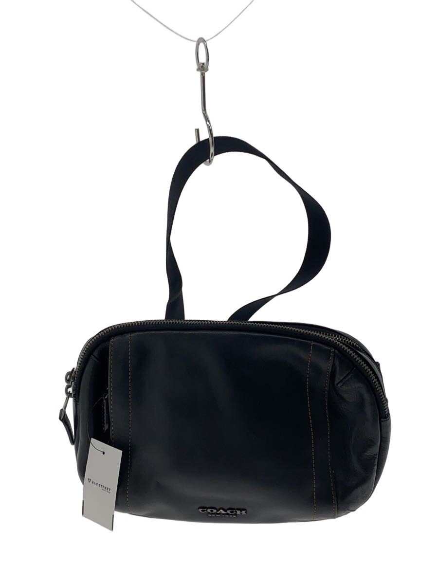 【中古】COACH◆ウエストバッグ/レザー/BLK/無地【バッグ】