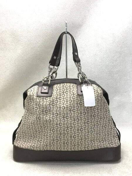 【中古】CELINE◆Cマカダム柄/ボストンハンドバッグ/キャンバス/BEG/総柄/中古【バッグ】