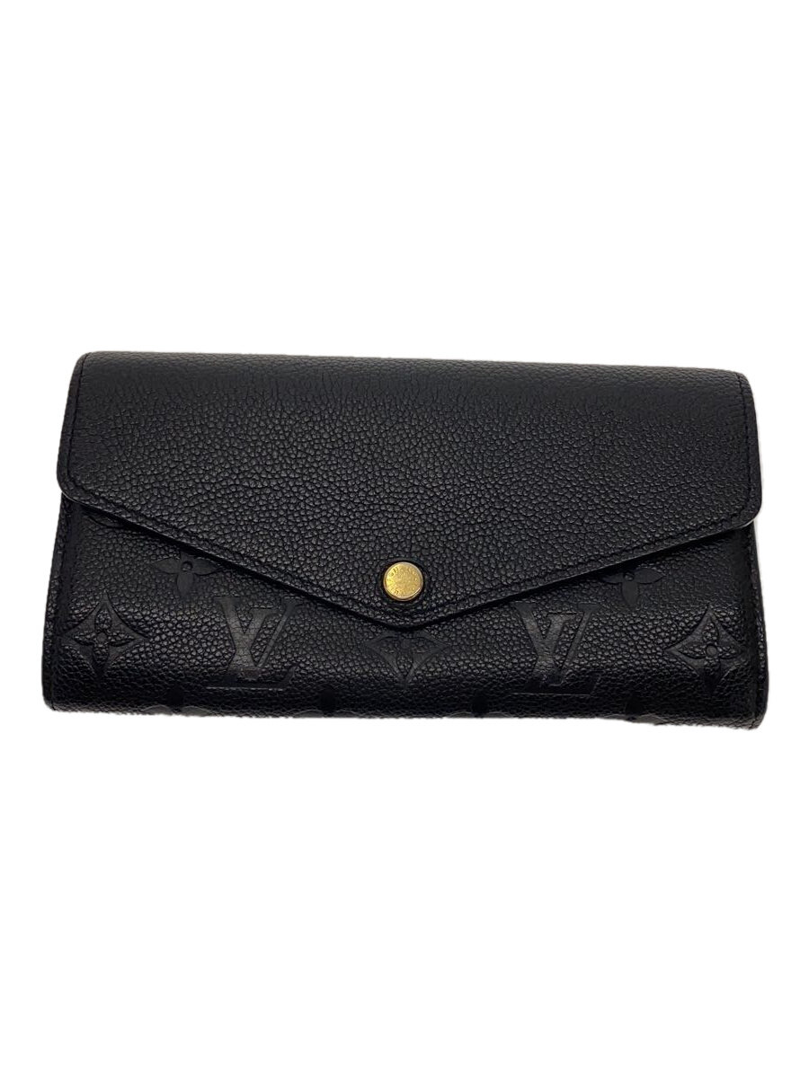 【中古】LOUIS VUITTON◆ポルト・フォイユ・サラ_モノグラム・アンプラント_BLK/レザー/BLK/レディース【服飾雑貨他】
