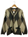 【中古】TOWN CRAFT◆復刻/アーガイル/毛羽立ち加工/カーディガン(厚手)/M/アクリル/BRW【メンズウェア】