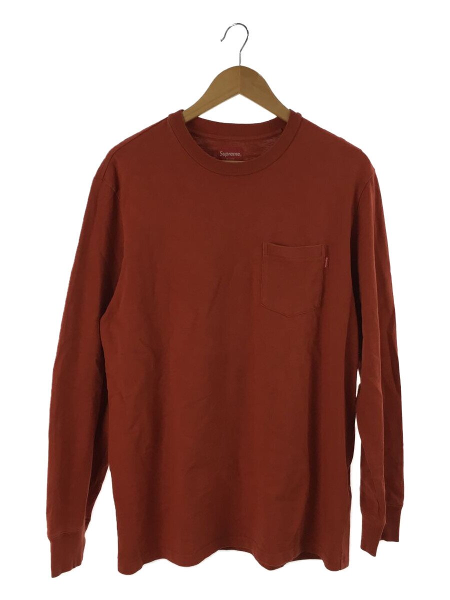 【中古】Supreme◆Pocket L/S Tee/L/コットン/オレンジ/無地/ポケT/ロンT//【メンズウェア】