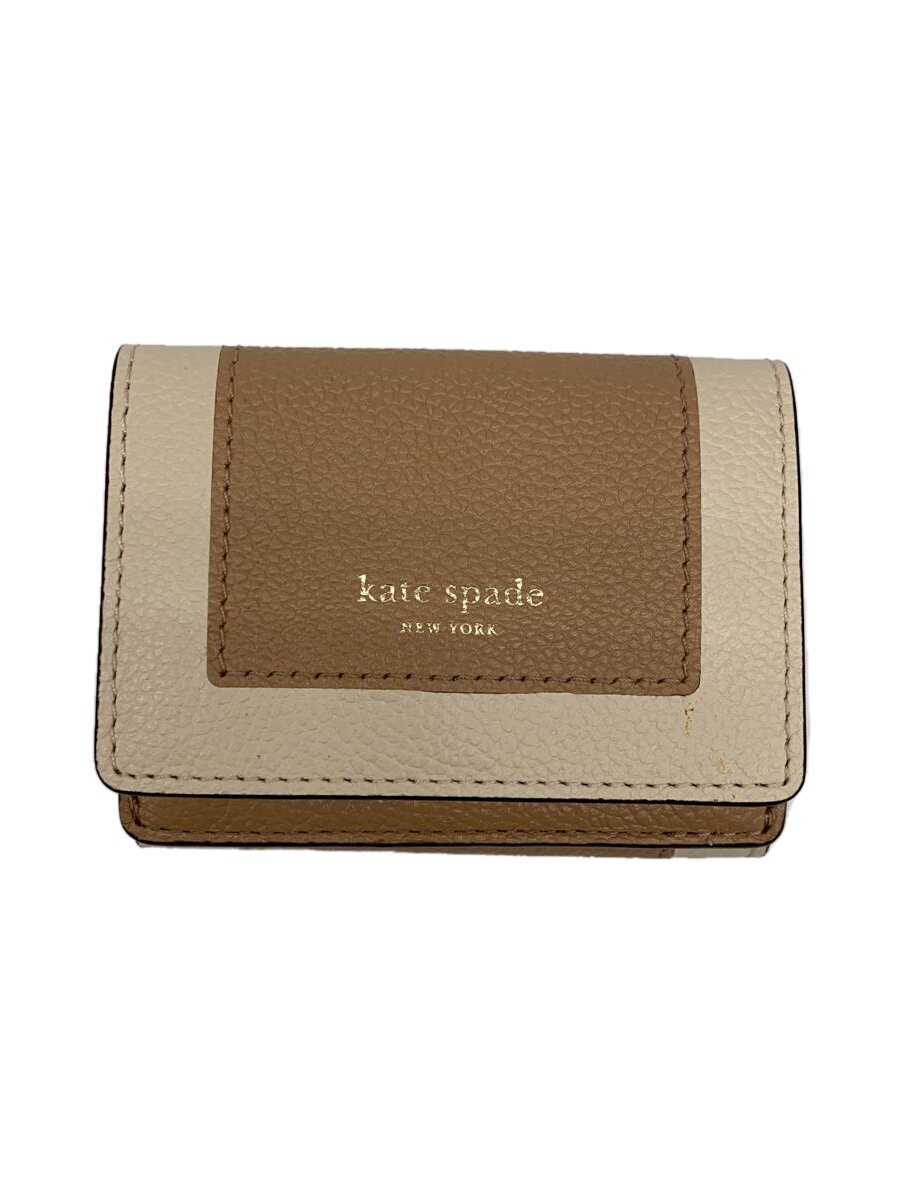 【中古】kate spade new york◆3つ折り財布/レザー/BEG/レディース/PWRU7392【服飾...