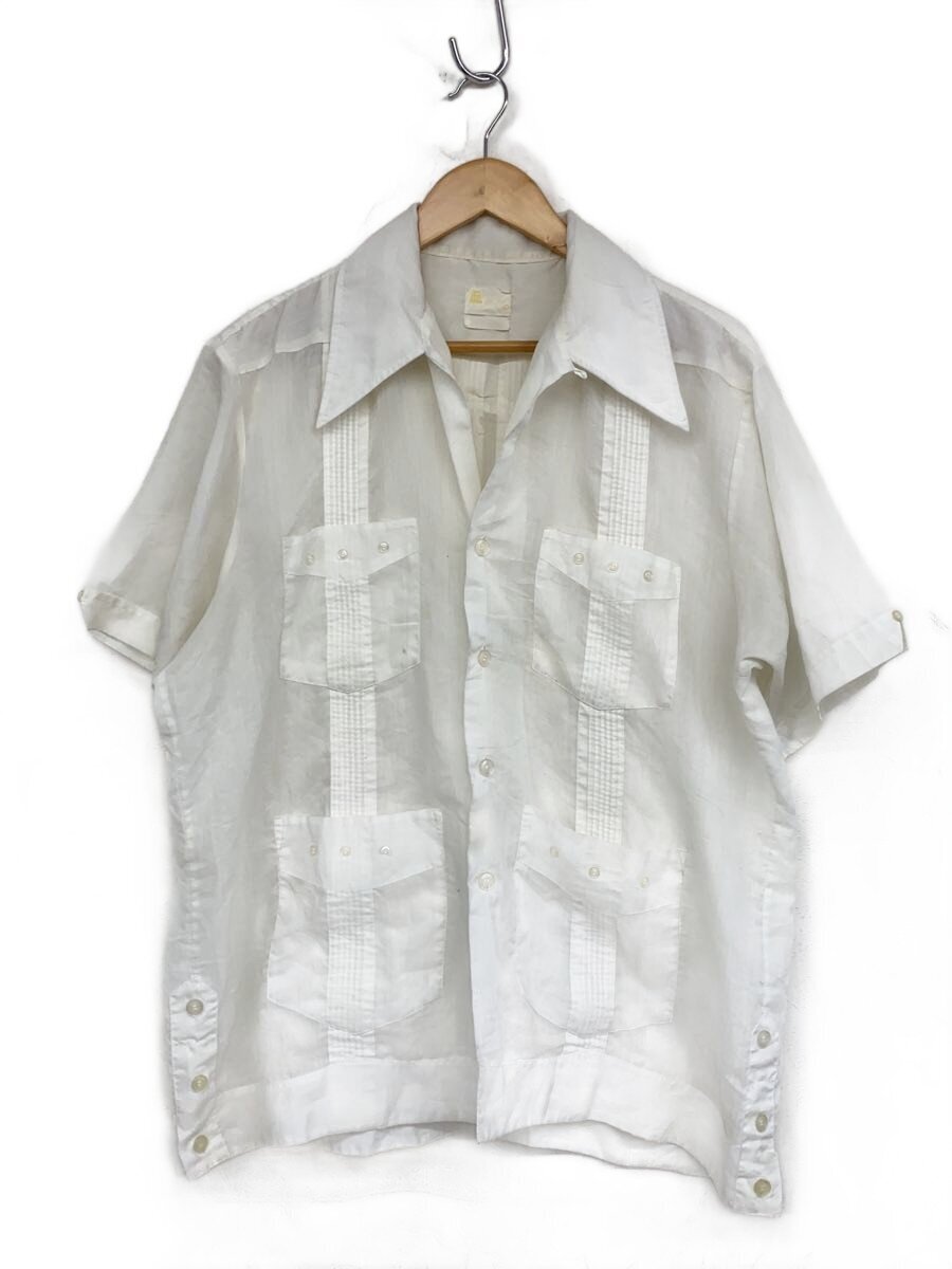 Guayabera Yucateca/90s/ s/s cuba shirt/L/ポリエステル/WHT/無地