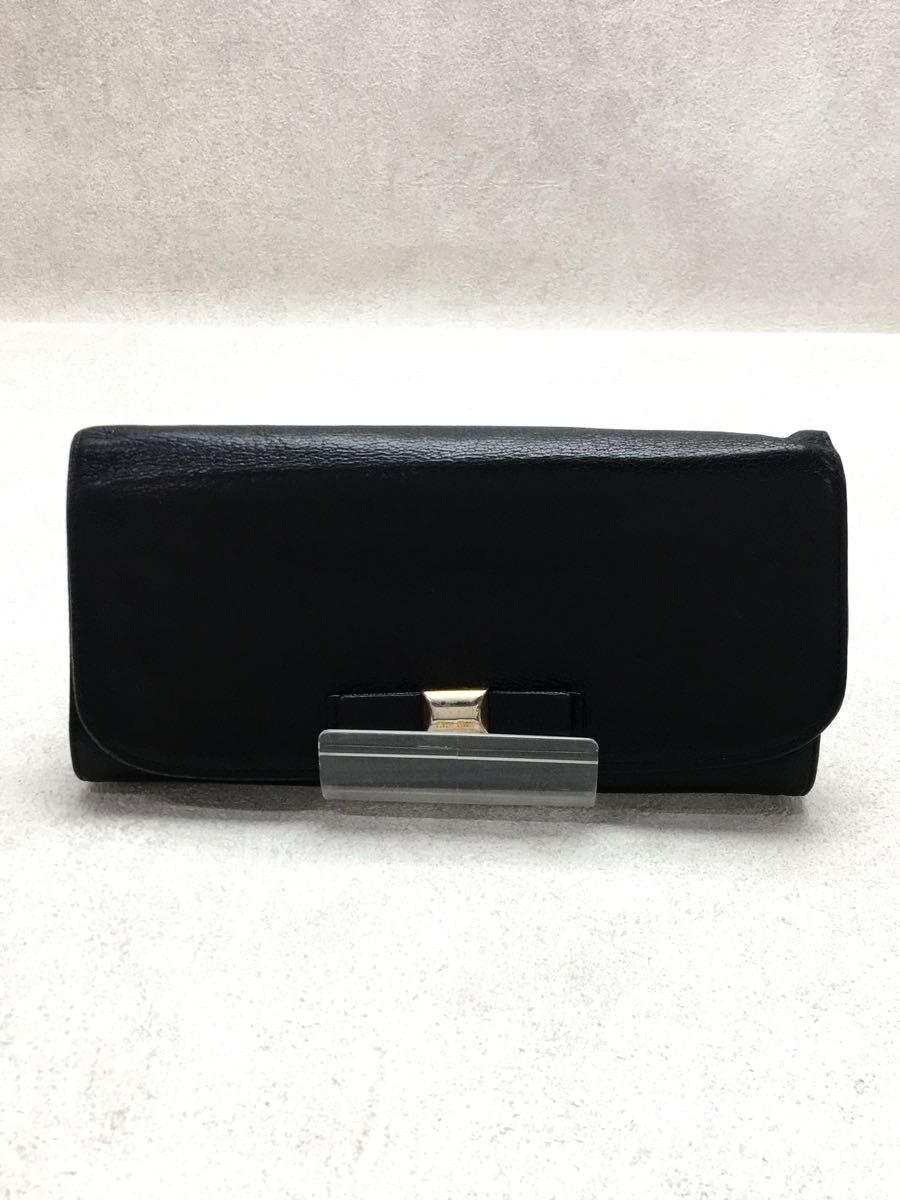 【中古】MIU MIU◆長財布/レザー/BLK【