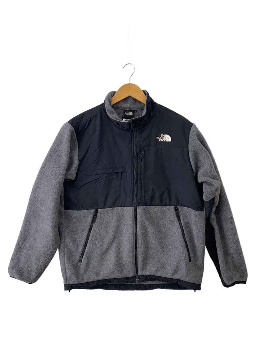 【中古】THE NORTH FACE◆DENALI JACKET_デナリジャケット/L/ポリエステル/GRY/無地【メンズウェア】