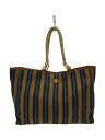 【中古】TORY BURCH◆トートバッグ/キャンバス/マルチカラー/ストライプ【バッグ】