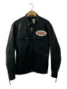 【中古】VonDutch◆シングルライダースジャケット/L/レザー/BLK/バックプリント//【メンズウェア】