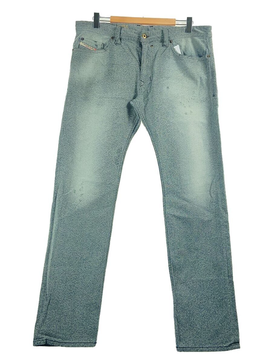 【中古】DIESEL◆ボトム/36/コットン/GRY/ストライプ/USED加工/パンツ//【メンズウェア】